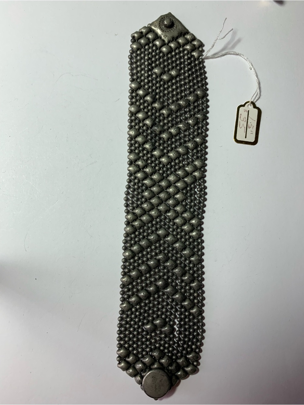 Vintage Wide Metal Mesh Cuff Bracelet Geometric Ball Chain Liquid Metal